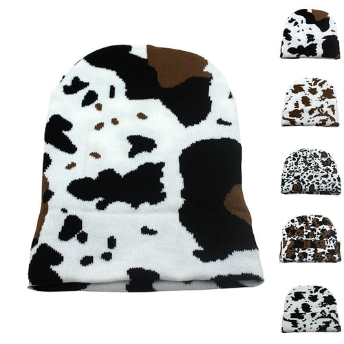 Cow Pattern Knitted Beanie